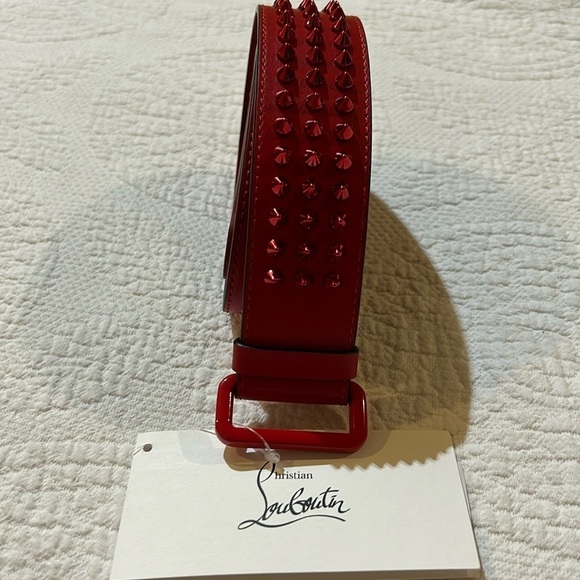 Christian Louboutin Red leather spike belt. NWT. Luxury Retro Studded Accessory main image 2